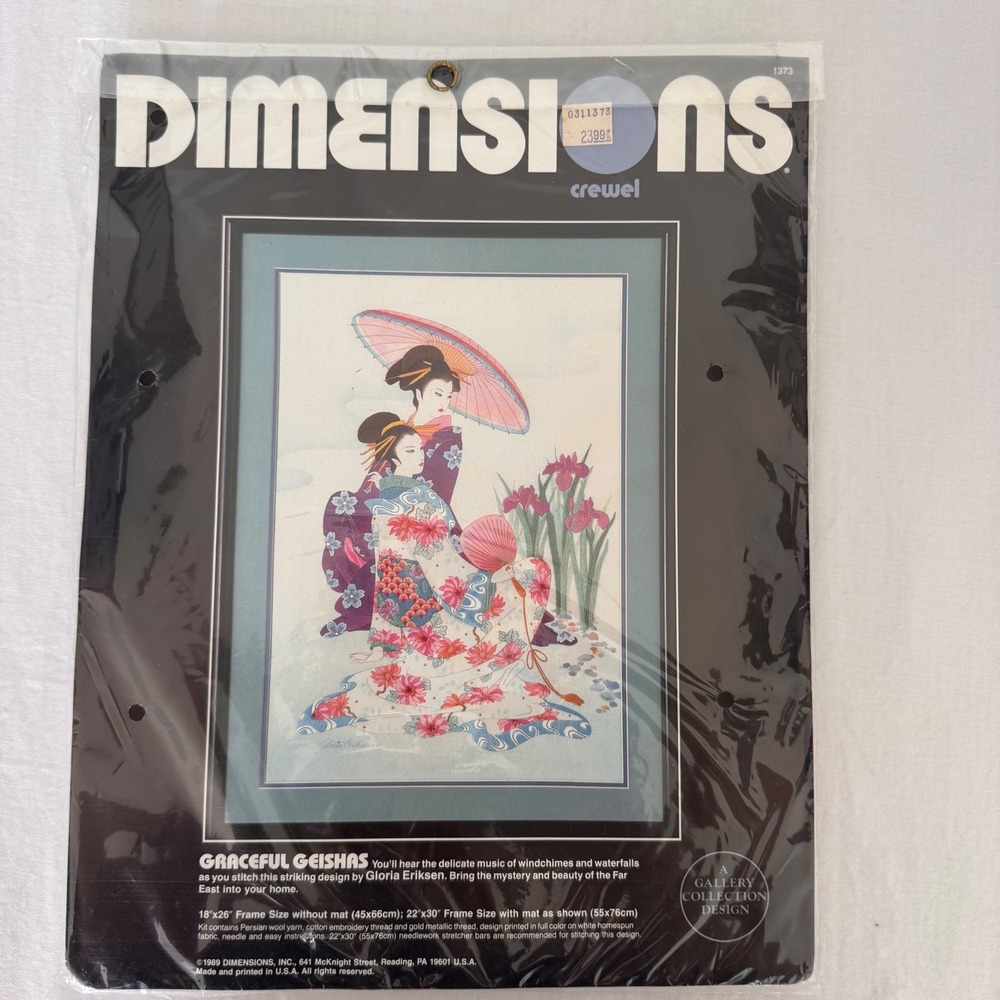 Dimensions Crewel Kit OS Multicolor Graceful Geishas Gloria Eriksen 1373 Vintage